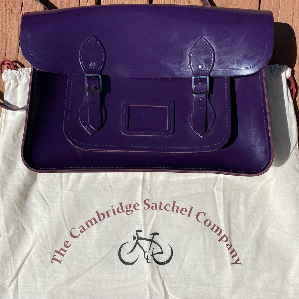 The Cambridge Satchel Company Patent Leather Purple Large Crossbody Bag [M00]